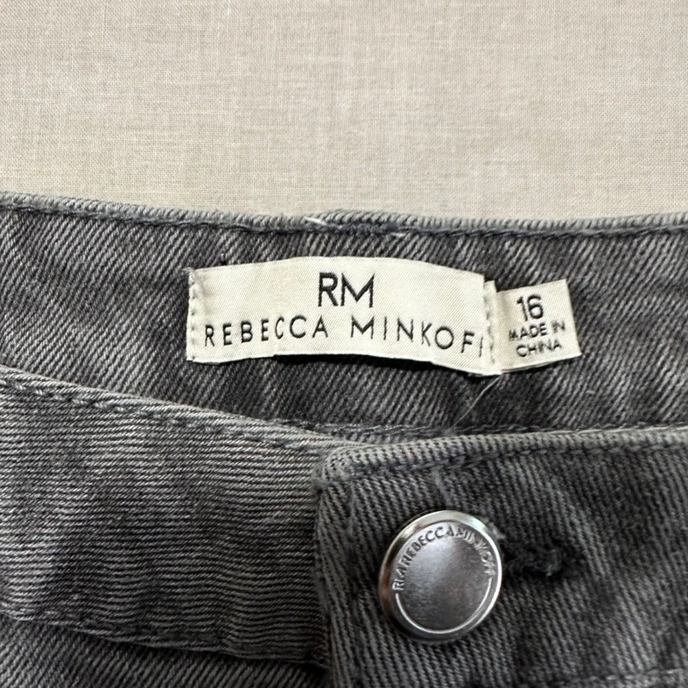 Rebecca Minkoff Women's 16 Wide Leg Jeans Gray Cloud Wash Knee Darting NEW
